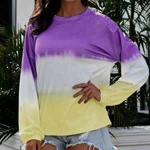Modena Color Block Tie Dye Pullover Sweatshirt